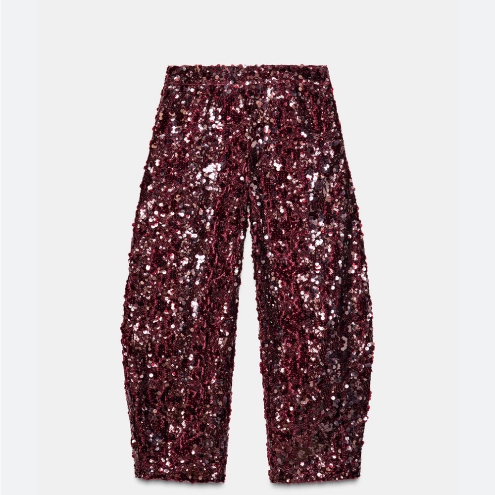 Zara sequin barrel pants viral trend